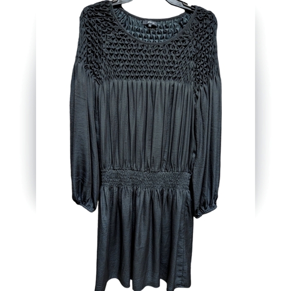Miss Me Black Long Sleeve Drop-Waist Smocked Blouson Dress Size Medium - Picture 3 of 8
